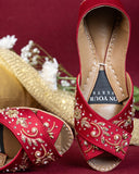 Royal Red Embroidered Khussa For Women