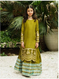 Elegant Soft Raw Silk 3-Piece Suit with Block Printed Lehenga For Girls