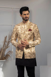 Cream Color Floral Embroidered Prince Coat For Men