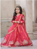 Elegant Block Printed Raw Silk Lehenga Choli For Girls