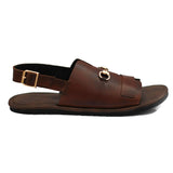 Brown Color With Golden Buckle Design Sandals For Men