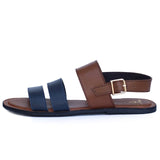 Tan & Blue Color Leather Sandals For Men