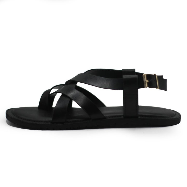 Black Stripe Design Sandals For Men