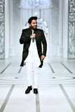 Black Mirror Work Short Embroidered Sherwani For Men
