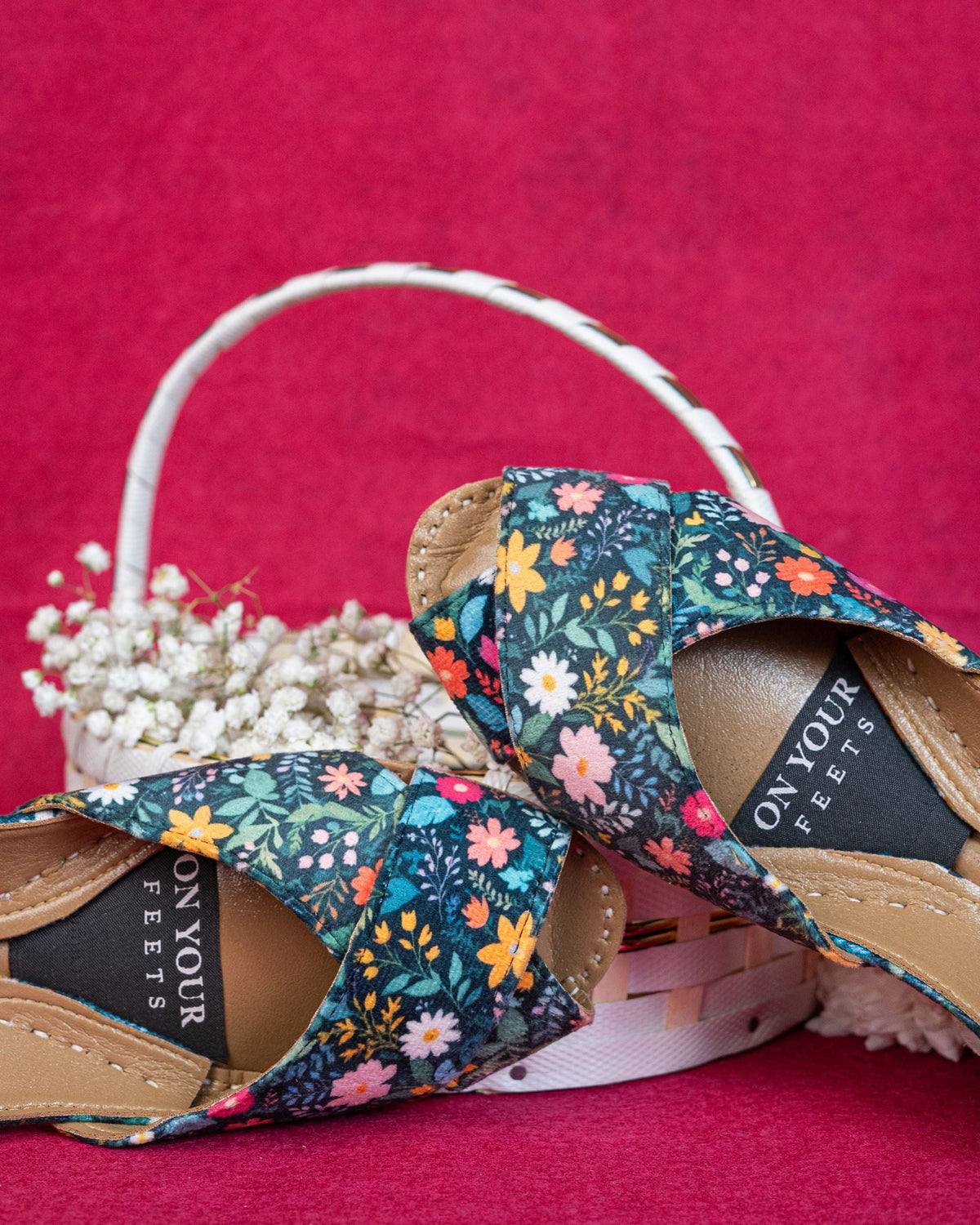 Midnight Bloom Bold Floral Khussa For Women