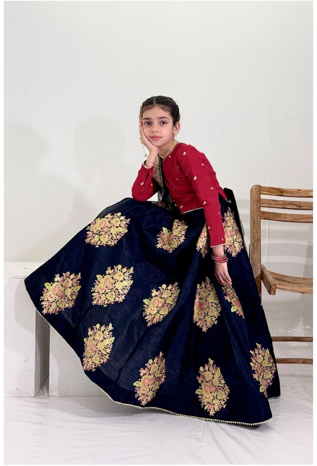 Elegant Embroidered Chiffon Lehenga Choli with Net Dupatta For Girls