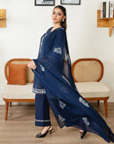 Luxury Embroidered Lawn 3-Piece Suit with Chiffon Dupatta For Women