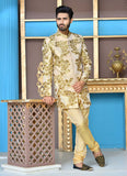 Golden & Copper Short Embroidered Sherwani For Men