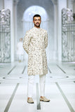 Pure Golden Color Hand-Crafted Embroidered Sherwani For Men