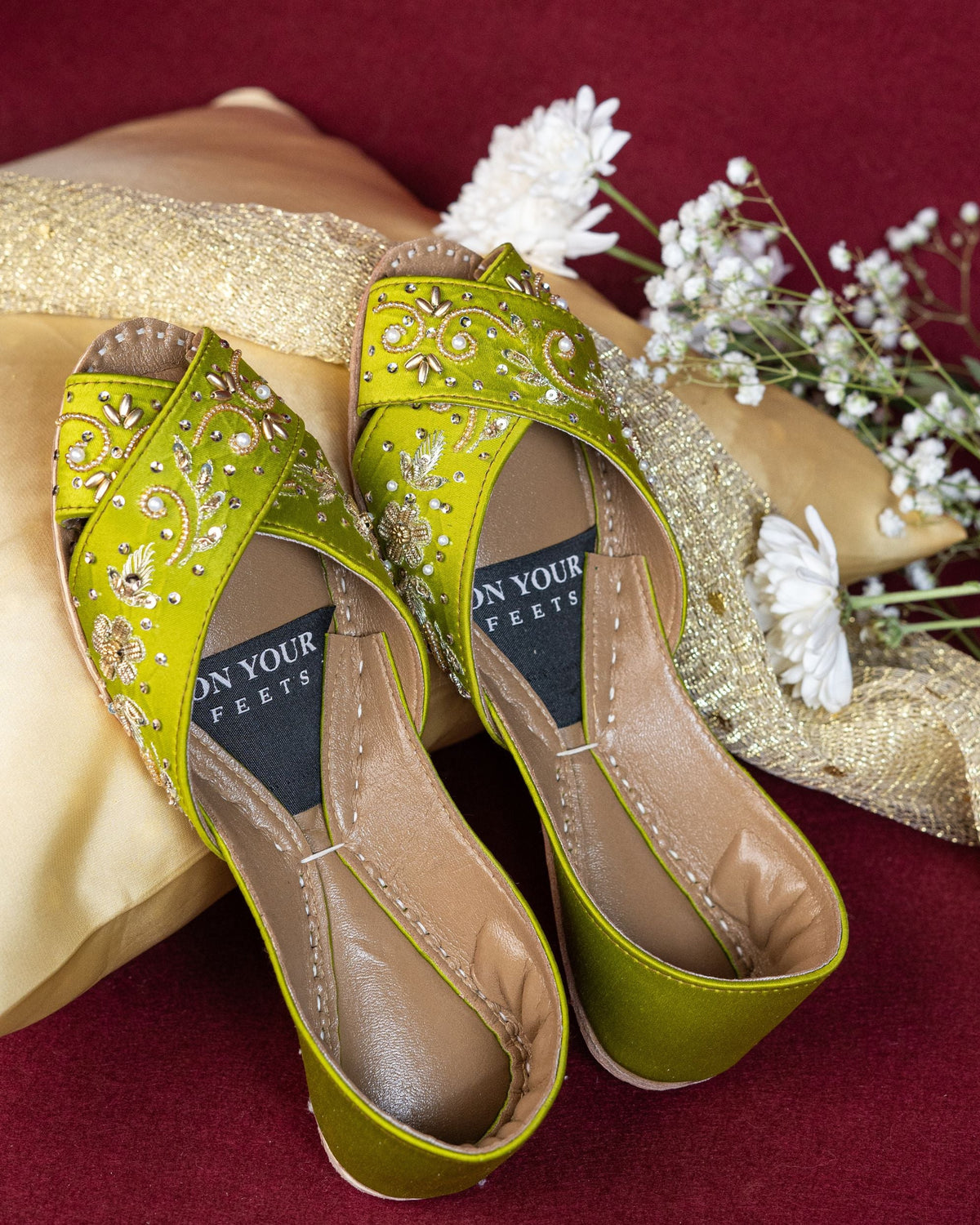 Royal Elegance Gold Embroidered Khussa For Women