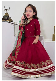 Elegant Embroidered & Block Printed Lehenga Choli For Girls