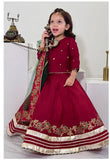 Elegant Embroidered & Block Printed Lehenga Choli For Girls