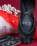 Majestic Gold, Black & White Embroidered Juttis For Women