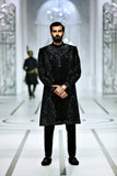 Black Color Solitaire Embroidered Sherwani For Men