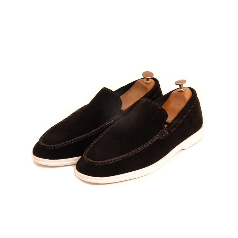 Premium Suede Leather Casual Shoes with White Rubber Sole for Men