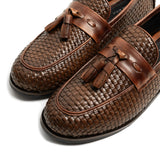 Hand-Woven Tassel Leather Loafers for Men