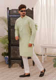 Sea Green Chikankari Embroidered Kurta Pajama For Men