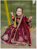 Royal Block Printed Raw Silk Lehenga Choli For Girls