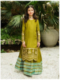 Elegant Soft Raw Silk 3-Piece Suit with Block Printed Lehenga For Girls