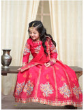 Elegant Block Printed Raw Silk Lehenga Choli For Girls