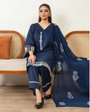 Luxury Embroidered Lawn 3-Piece Suit with Chiffon Dupatta For Women