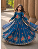 Elegant Block Printed Raw Silk Lehenga Choli For Girls