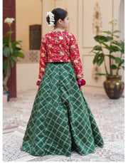 Royal Embroidered Raw Silk Lehenga Choli with Sitara Dupatta For Girls