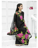 Elegant Soft Raw Silk 3-Piece Suit with Hand-Painted Organza Dupatta For Girls
