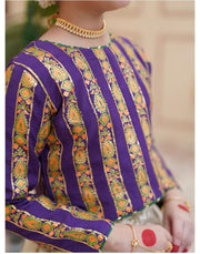 Elegant Embroidered Raw Silk Lehenga Choli with Sitara Dupatta For Girls