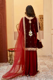 Zeba Maroon Burgundy Velvet Shirt & Sharara with Dupatta For Women