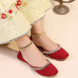 Velvet Beaded Party Khussa For Women
