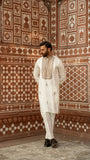 White Luxury Chikankari Embroidered Kurta For Men