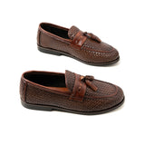 Hand-Woven Tassel Leather Loafers for Men