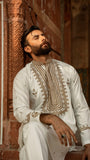 White Luxury Chikankari Embroidered Kurta For Men