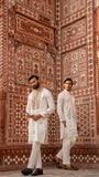 White Luxury Chikankari Embroidered Kurta For Men