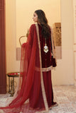 Zeba Maroon Burgundy Velvet Shirt & Sharara with Dupatta For Women