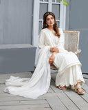 Pearl White – Cotton Silk 3 Piece Suit For Women