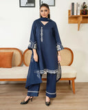 Luxury Embroidered Lawn 3-Piece Suit with Chiffon Dupatta For Women
