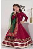 Elegant Embroidered & Block Printed Lehenga Choli For Girls