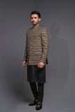 Black Color Golden Embroidered Prince Coat For Men