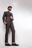 Brown Color Oxford Check Two-Piece Suits/Coat Pant For Men