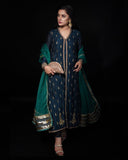 Layla Navy Blue Embroidered 4-Piece Formal Suit For Women