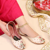 Ombre Oasis White Handcrafted Floral Khussa For Women