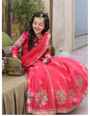 Elegant Block Printed Raw Silk Lehenga Choli For Girls