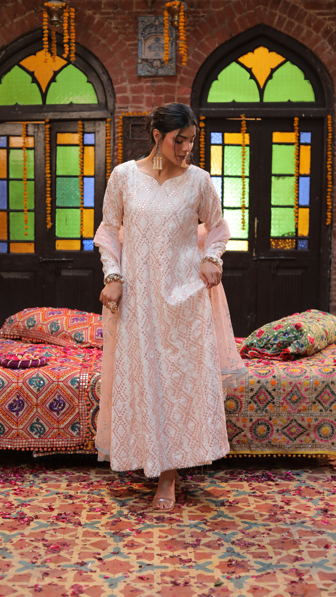 Republic Women’s White & Peach Labyrinthine 3-Piece Dress For Women