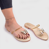 Butterfly Crystal Toe Ring Chappals – Handcrafted Comfort For Women