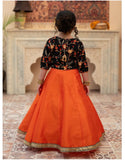 Orange Gotta Tilla Embroidered Lehenga Choli For Girls