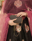 Elegant Block Printed Raw Silk Lehenga Choli with Dupatta For Women