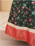 Festive Screen Printed Maxi with Net Dupatta For Girls