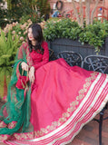 Rubi Red Chiffon Choli with Raw Silk Lehenga & Net Dupatta For Women